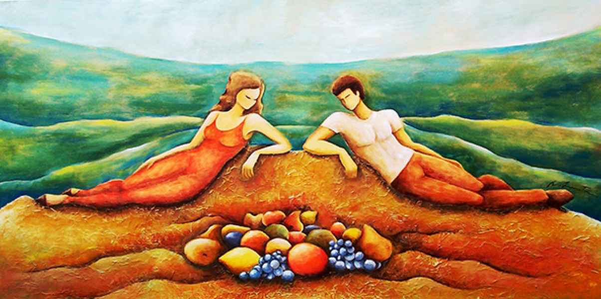 Idillio - acrilico su tela - 70 x 120 - 2004