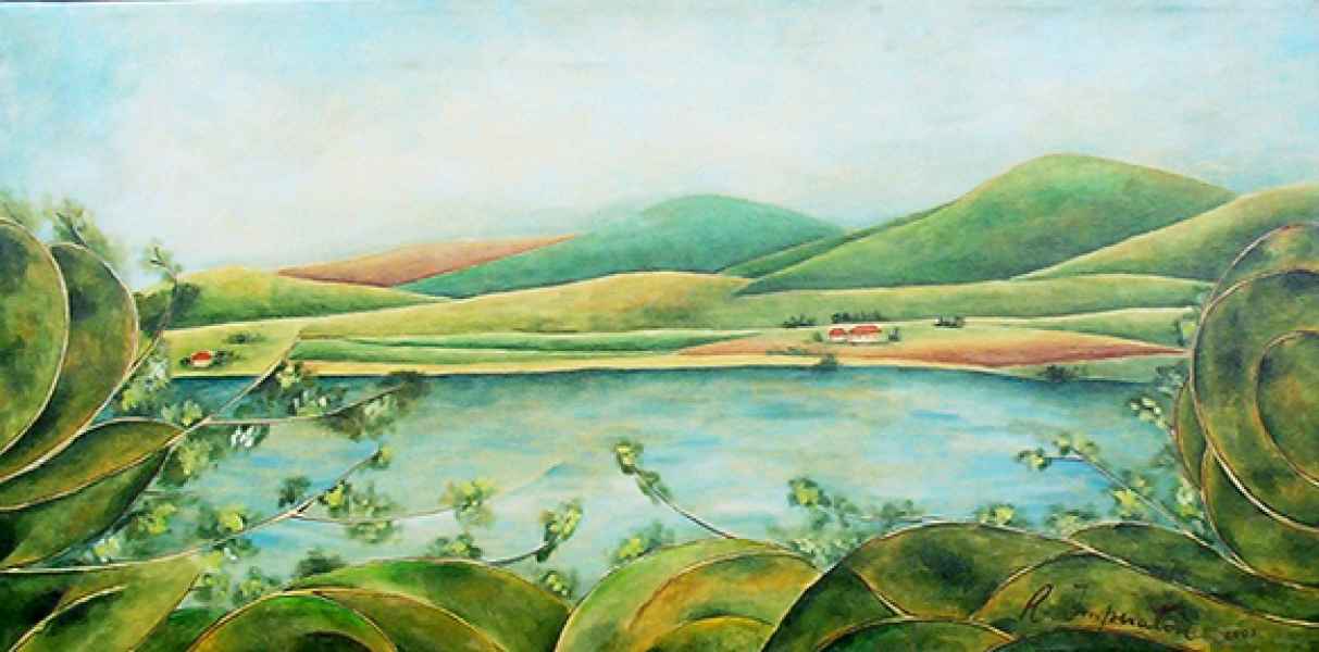 Lago - acrilico su tela - 50 x 100 - 2002