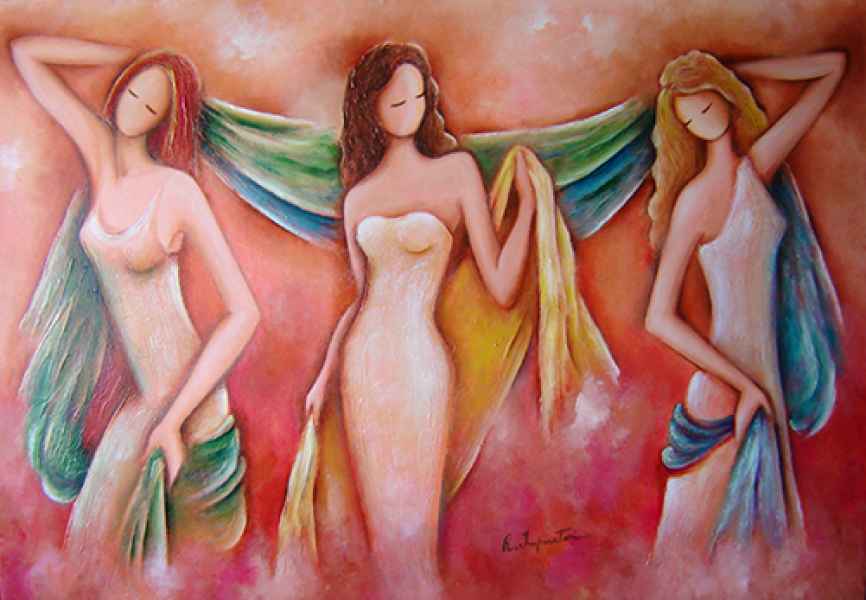 Le Vestali - acrilici su tela - 70 x100 - 2005 